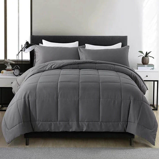 High-Grade DOWNCOOL Queen Comforter Set -All Season Bedding Comforters Sets with 2 Pillow Cases-3 Pieces Bedding Sets Queen -Down Grey Queen Size Comforter Sets 88 quot x92 quot Responsible
