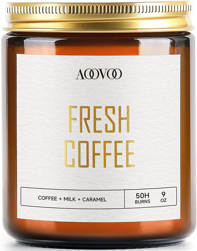 Specialty AOOVOO Fresh Coffee Candles - 9 oz Scented Candles Eco-Friendly