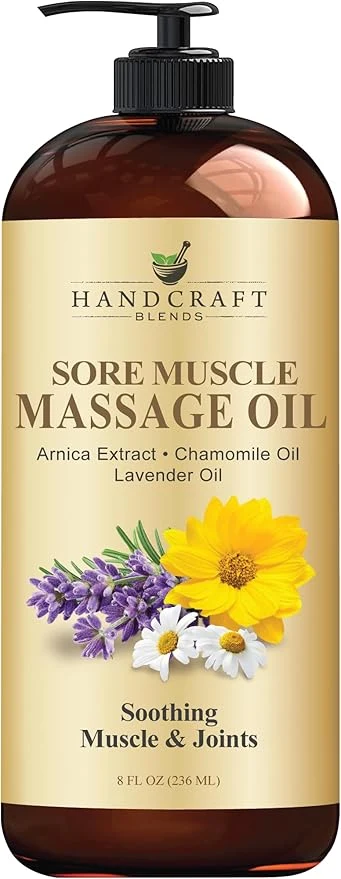 Luxury Handcraft Blends Sore Muscle Massage Oil 8 Fl Oz Long-Lasting