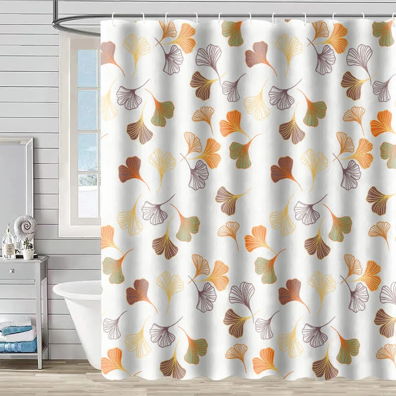 Breathable Ownkoti Elegant Ginkgo Leaf Shower Curtain Verified