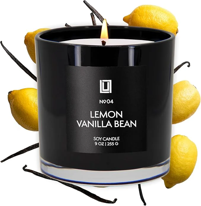 Exclusive Lulu Candles Lemon Vanilla Bean Luxury Scented Soy Jar Candle Hand Authentic