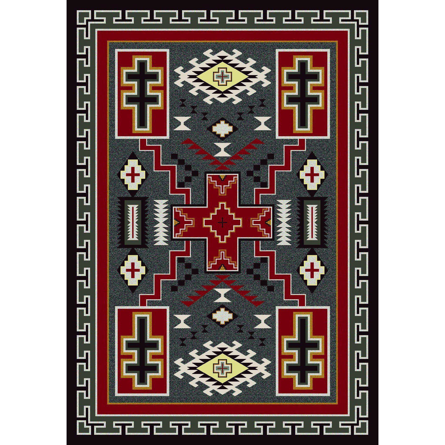 Refined Double Crucifix Rug – Gray High-Grade