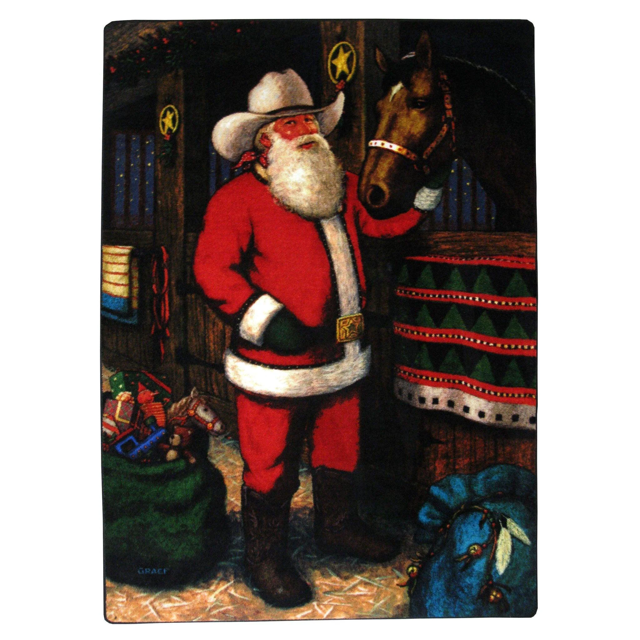 Fine Cowboy Santa Rug – Red Fashionable