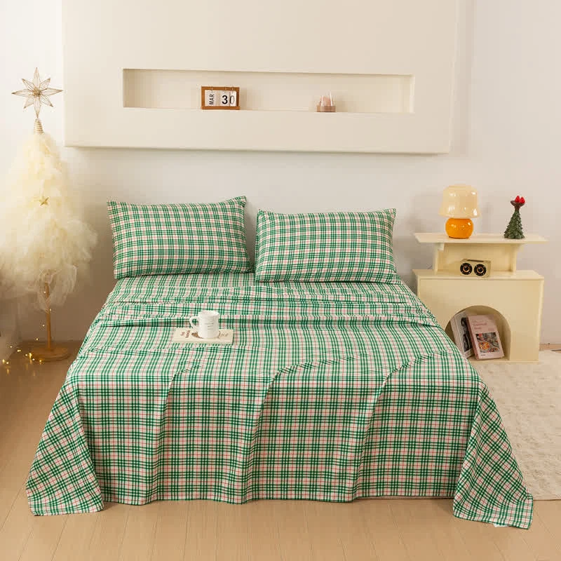 Traditional Ownkoti Classic Christmas Gingham Sheet Set Secure