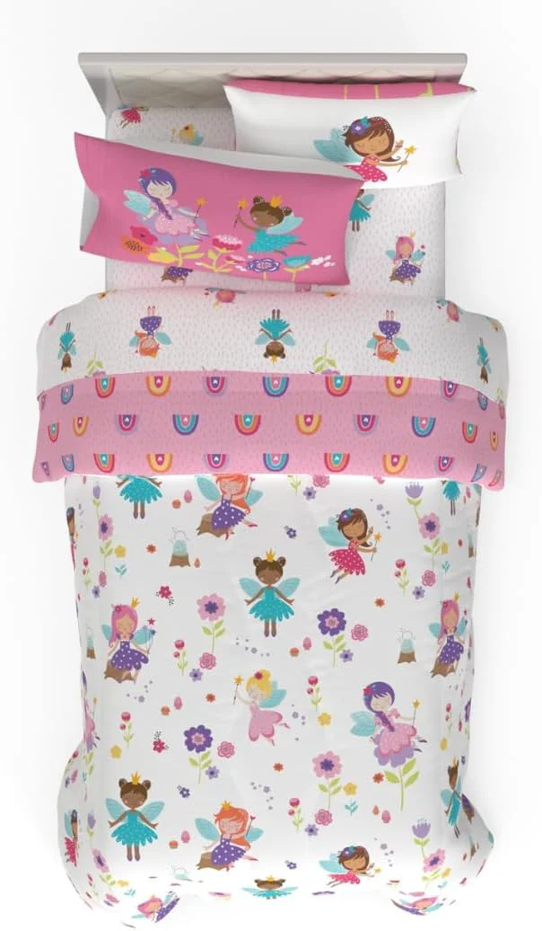 Consistent Morning Bird Princess Fairy Kids Bedding Super Soft amp Cozy Reversible Microfiber Comforter and Sheet Set with Sham 5 Piece Twin Size By Franco Top-Quality