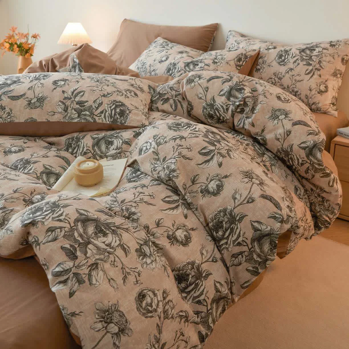Easy-to-Use Ownkoti Rose Brushed Cotton Bedding Set Fast