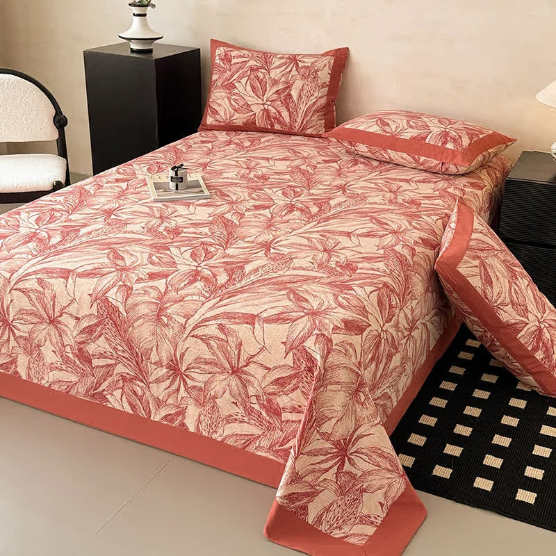 Lightweight Ownkoti Red Leaf Brushed Cotton Sheet Bedspread Luxury