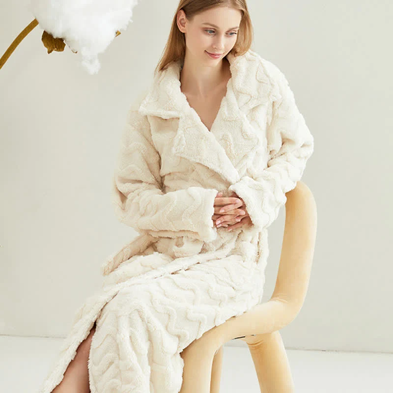 Next-Generation Ownkoti Unisex Solid Wavy Textured Bathrobe Secure