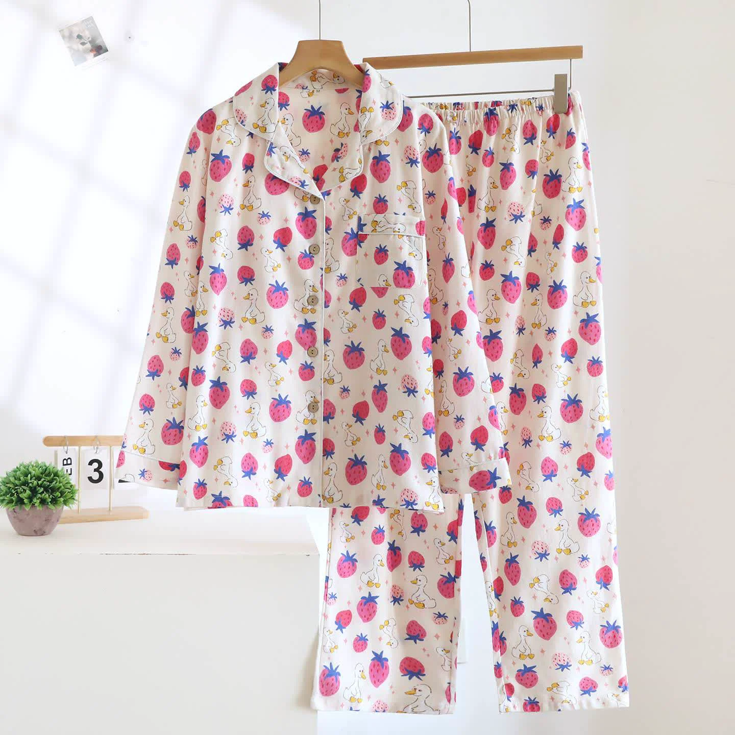Responsible Ownkoti Strawberry Brushed Cotton Loungewear Set Proven