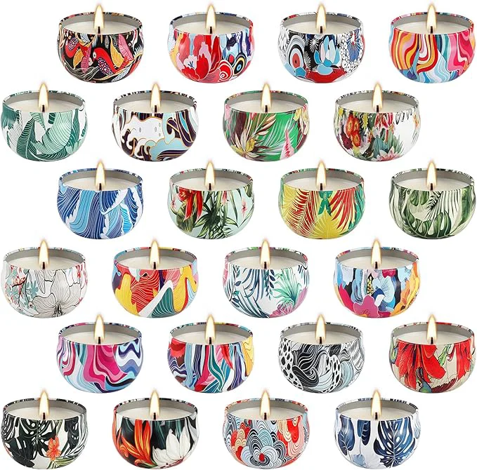 Official YOROXRG 24Pack Scented Candles Soy Wax Travel Tin Jar Candles Aromatherapy Verified