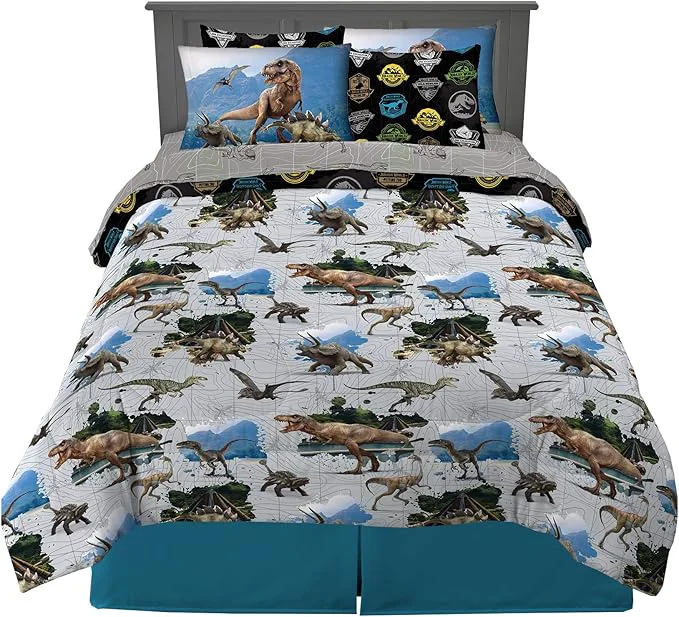 Artisan Franco Kids Bedding Super Soft Comforter and Sheet Set with Sham 7 Piece Full Size Jurassic World Dependable