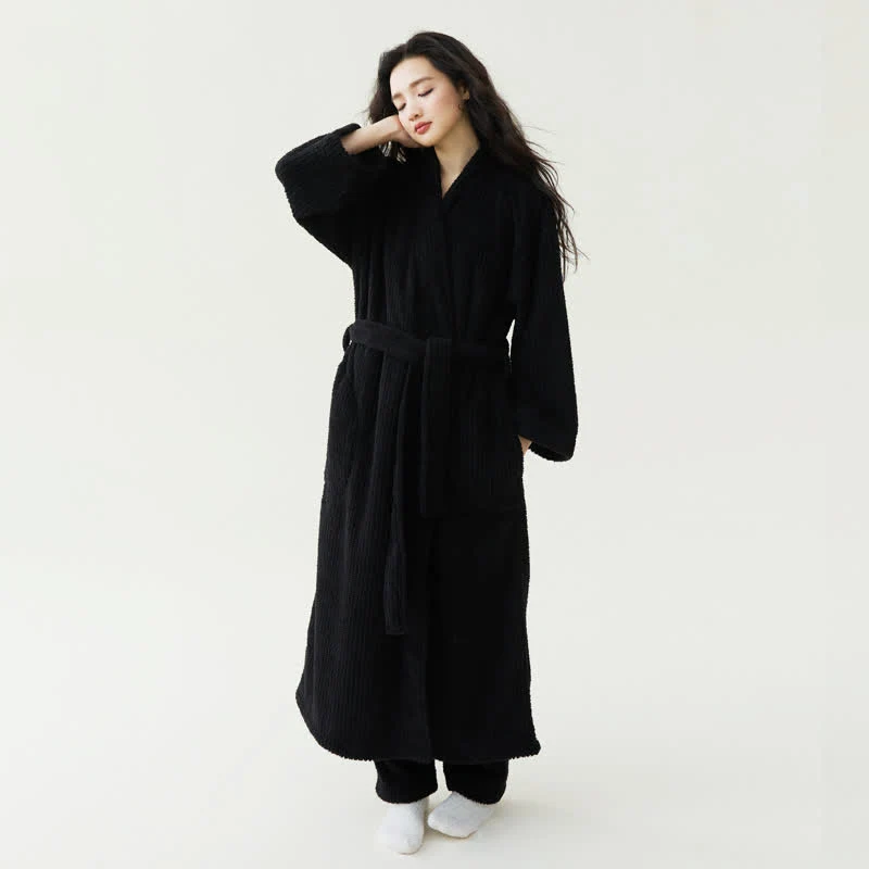 Prestigious Ownkoti Minimalist Style Solid Plush Robe Secure