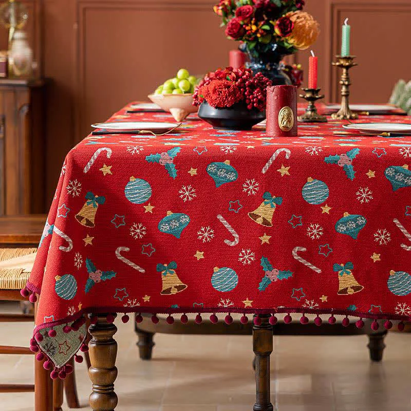Clean Ownkoti Jingle Bell Print Christmas Tablecloth Stylish
