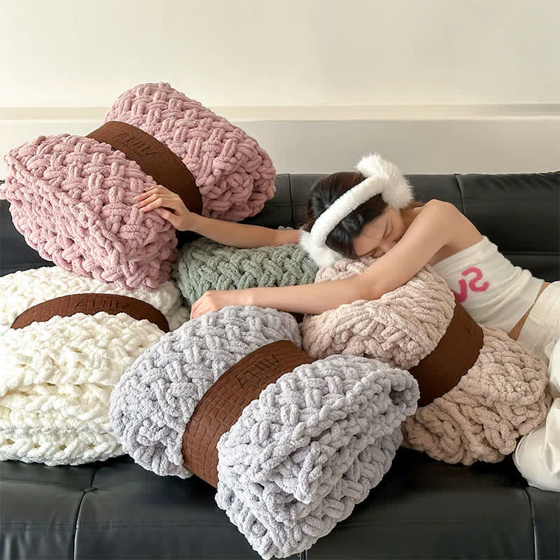 Comfortable Ownkoti Chunky Knit Hand-Woven Throw Blanket Breathable