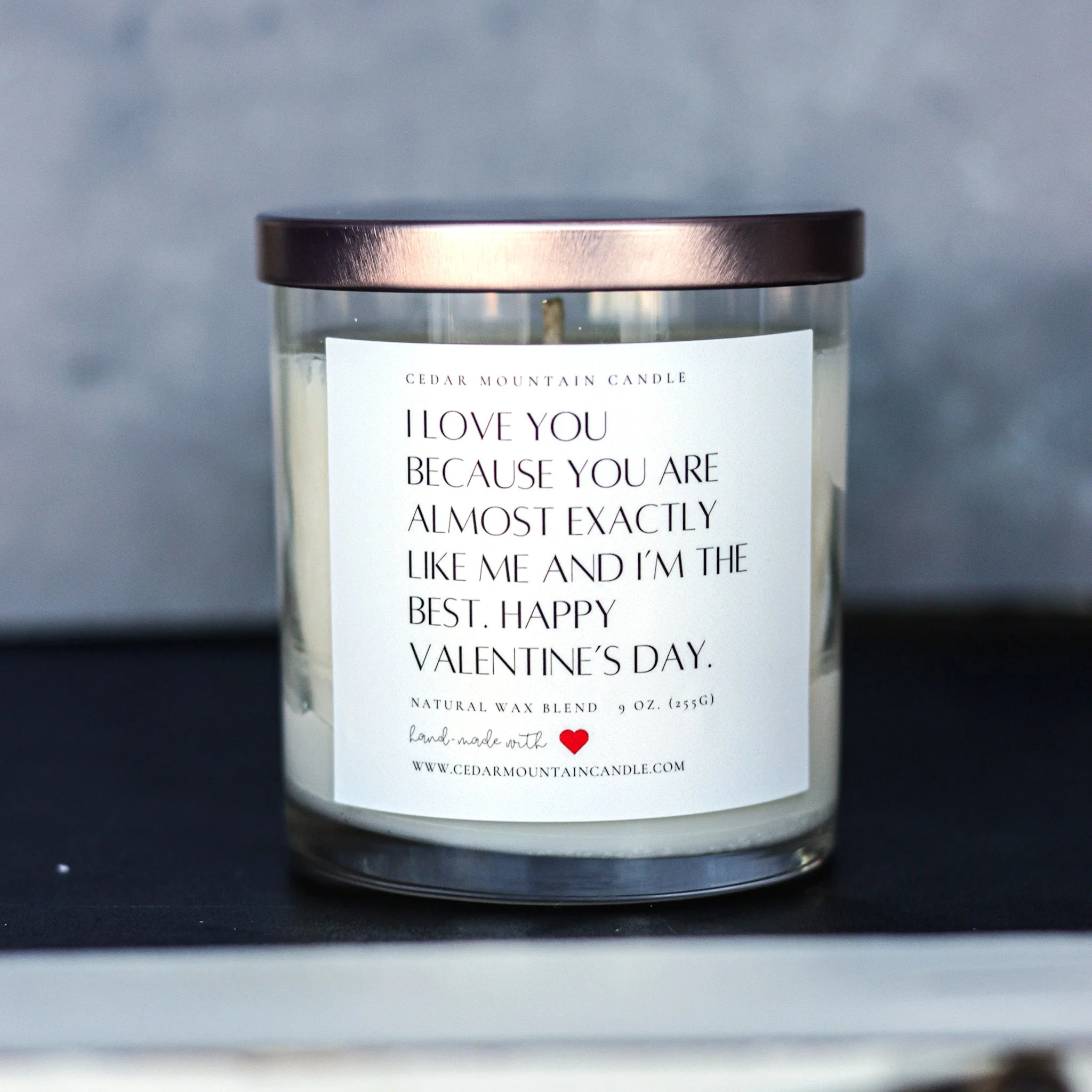 Flexible quot I love you because... quot Valentine 39 s Day 9 oz Whiskey Glass Jar Soy Candle - Choose Your Scent Unique