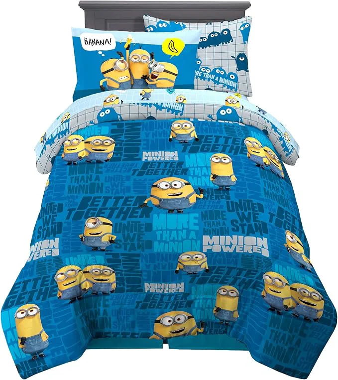 Elegant Franco Kids Bedding Super Soft Comforter and Sheet Set with Sham 5 Piece Twin Size Minions The Rise Of Gru Fashionable