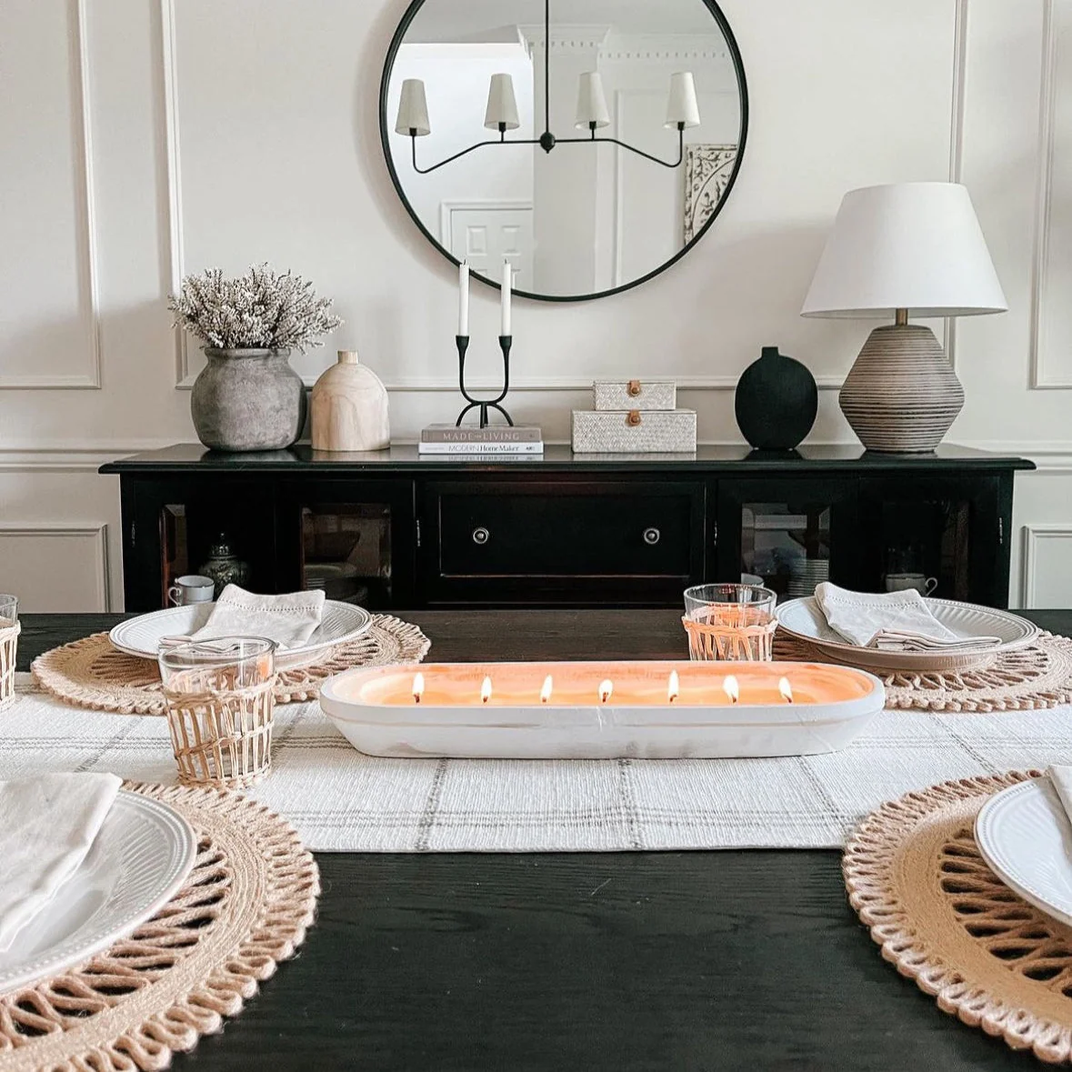Sophisticated 7 Wick White Wood Dough Bowl - Choose Your Scent User-Friendly