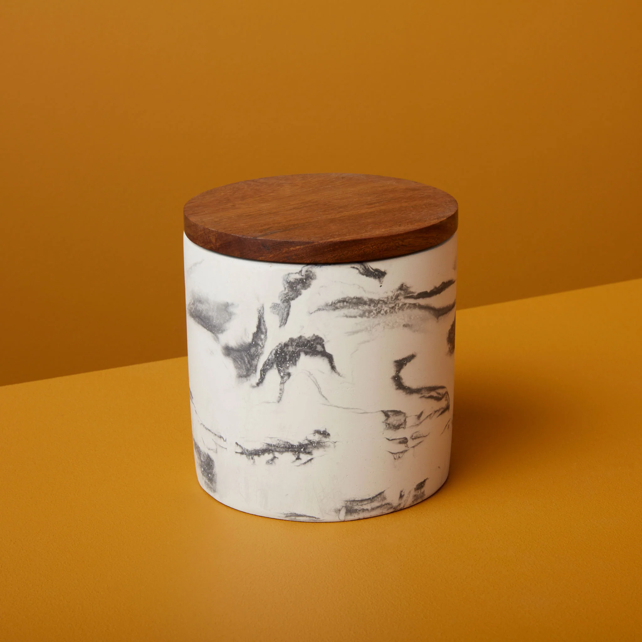 Exclusive Marbled Cement amp Acacia Canister Black Elite