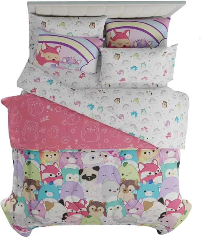 Consistent Franco Squishmallows Bedding Super Soft Comforter and Sheet Set with Sham 7 Piece Queen Size Long-Lasting
