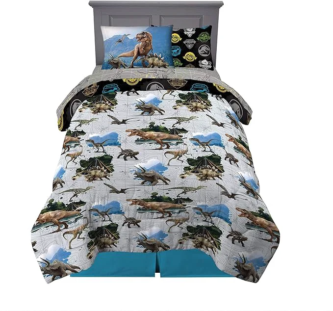 Elegant Franco Kids Bedding Super Soft Comforter and Sheet Set with Sham 5 Piece Twin Size Jurassic World 6A1348 Selected