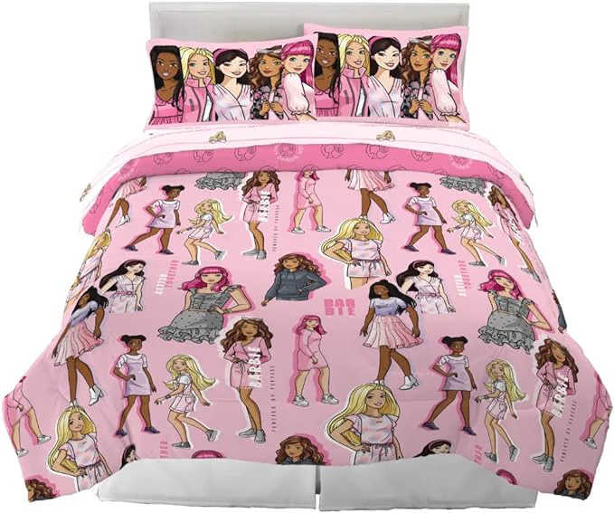 Minimalist Franco Barbie Barbicore Bedding Super Soft Comforter and Sheet Set with Sham 7 Piece Queen Size Licensed Product Natural