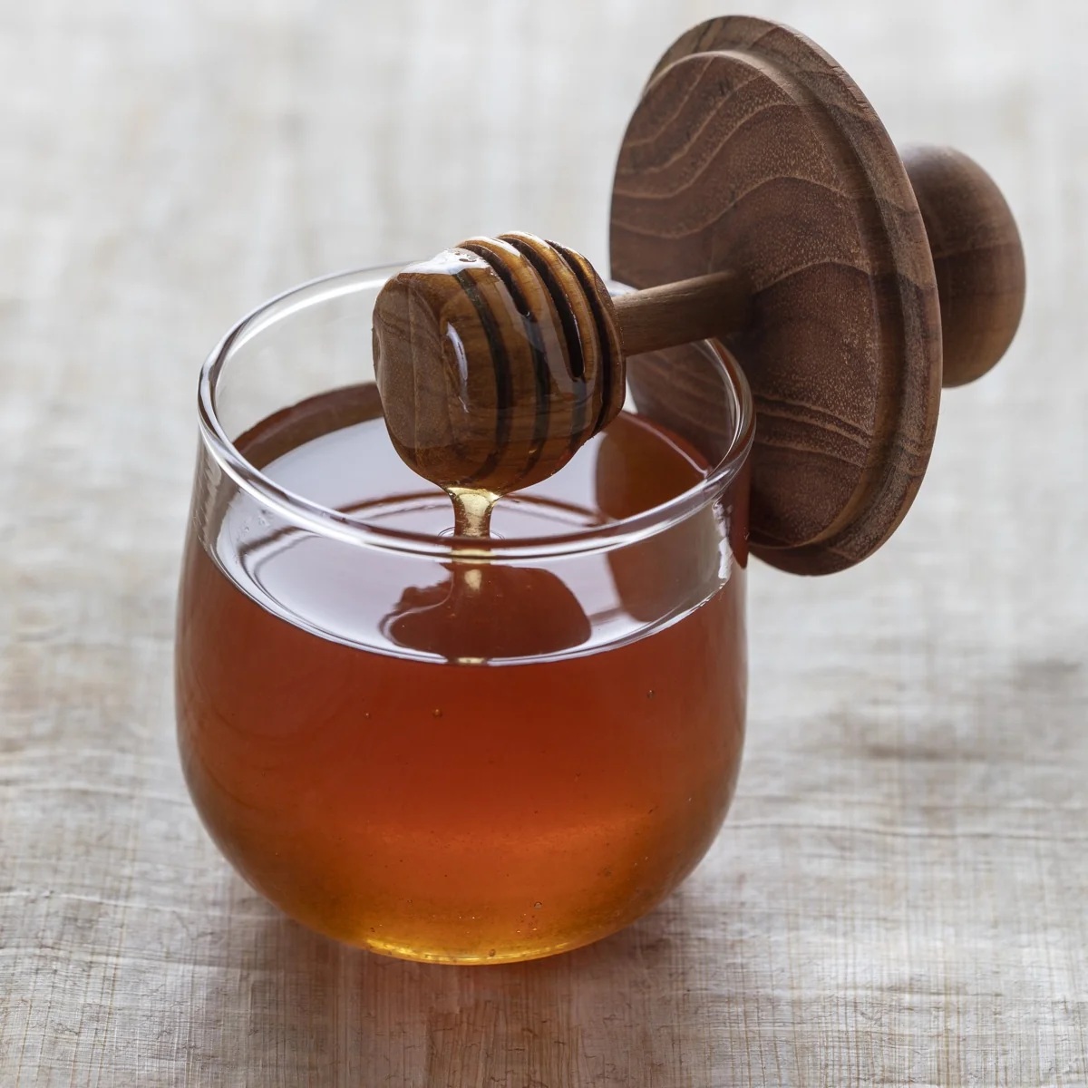 Selected Teak amp Glass Honey Jar Professional