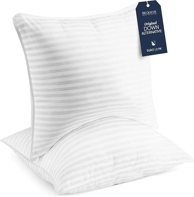 Premium Material Beckham Hotel Collection Euro Size Throw Pillows Set of 2 26 x 26 Down Pillow Insert for Bed Couch and Sofa Original