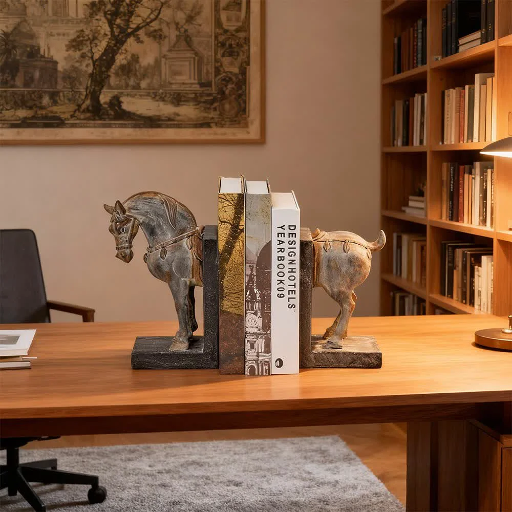 High-Grade Ownkoti Horse Sculptures Distressed Resin Decorative Bookend Exceptional
