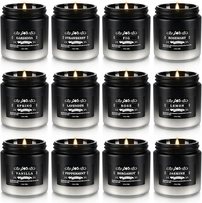 Excellent YOROXRG Scented Candles Gifts Set 12 Pack Soy Wax Travel Tin Jar Candles Organic