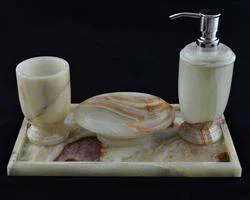 Certified Pistachio Onyx Bathroom Accessories Set of Atlantic Collection Detailed