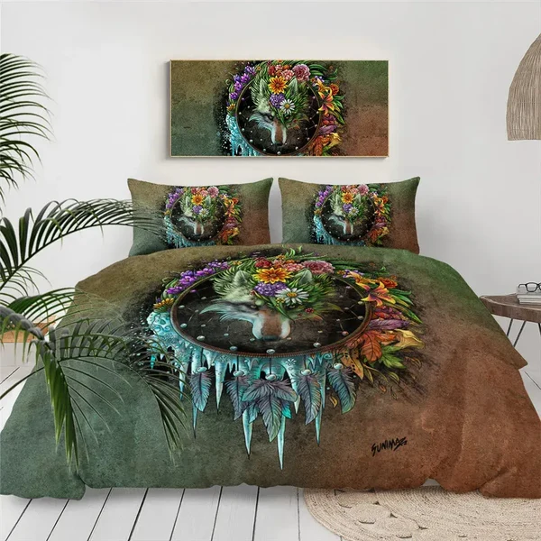 Organic Wolf Duvet Cover Traditional