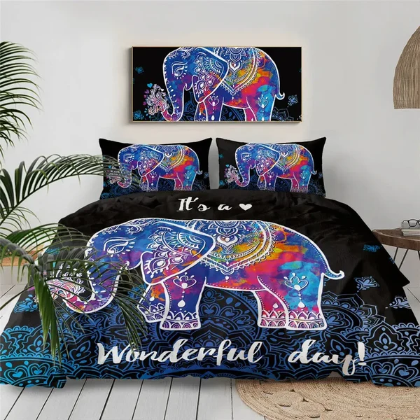 Carefully Designed Boho Mandala Elephant Duvet Cover Versatile