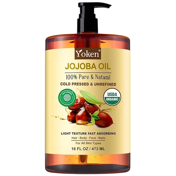 Optimized Yoken Pure Jojoba Oil Organic USDA 16 fl oz Natural Jojoba Oil Top-Quality