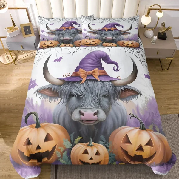Original Design Bull Head Pumpkins Duvet Cover Elite