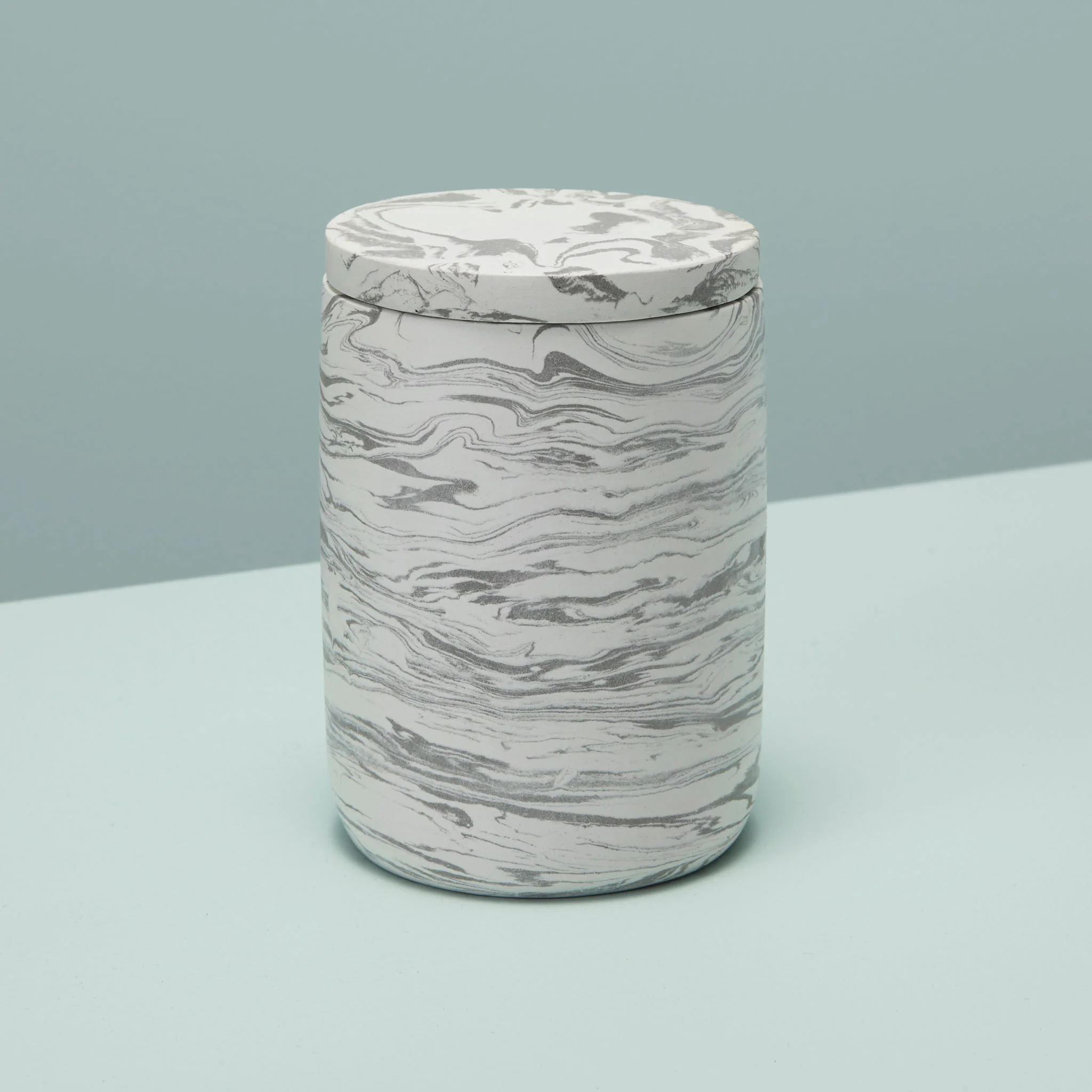 Sustainable Marbled Cement Bath Canister Gray Official