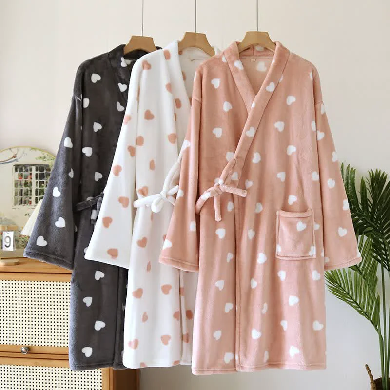Detailed Ownkoti Couples Matching Heart Plush Kimono Robe Expertly Made