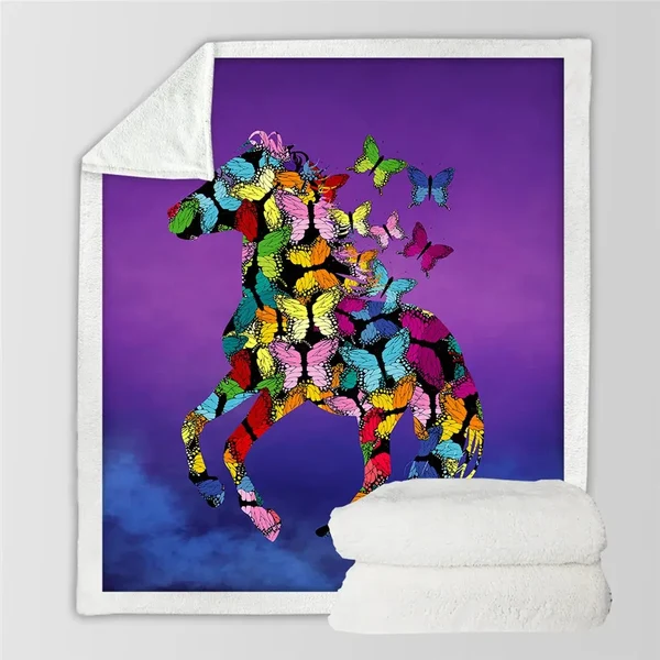 Enhanced Butterfly Horse Throw Blanket Carefully Designed