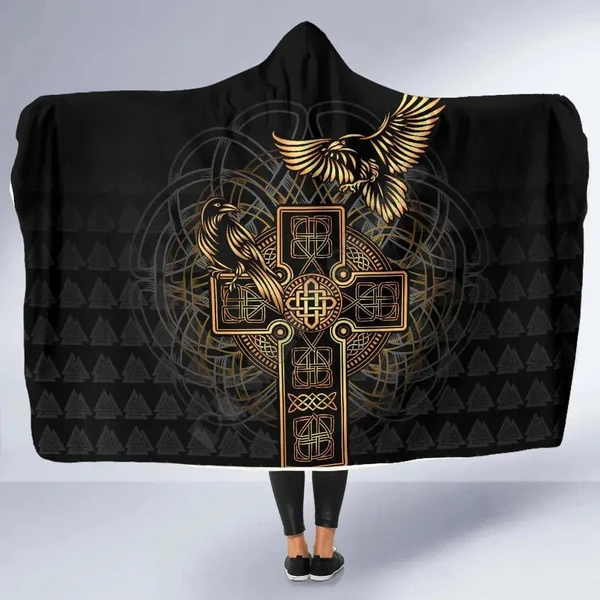 Detailed Viking Style Hooded Blanket Versatile
