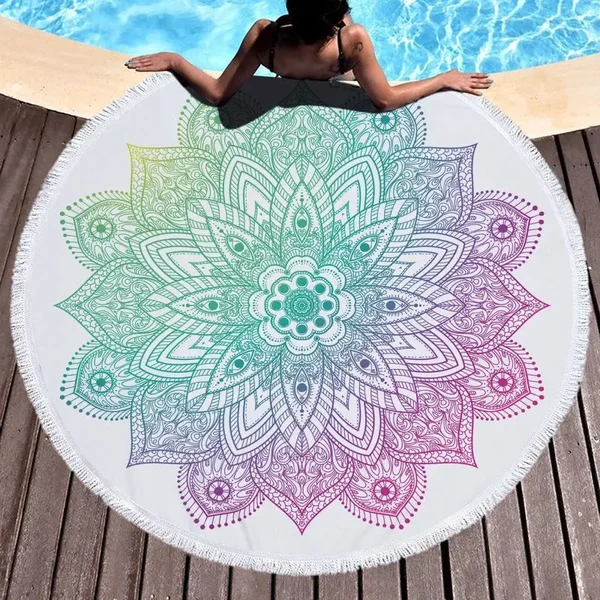 Recyclable Mandala Round Towel Solid