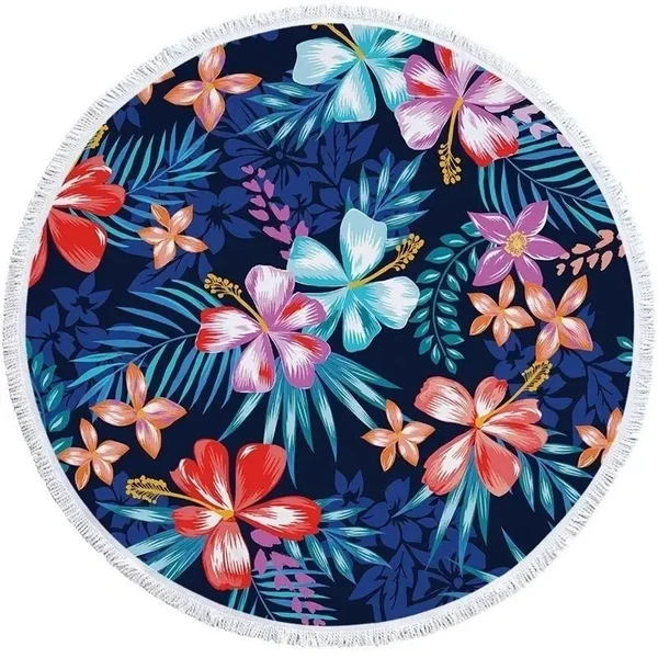 Convenient Flowers Round Towel Selected