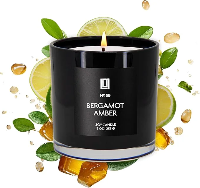 Unique Lulu Candles Bergamot Amber Smells Like Citrus Musk Luxury Scented Reusable