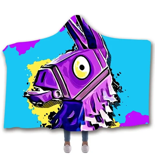 Casual Fortnite Llama Hooded Blanket Functional