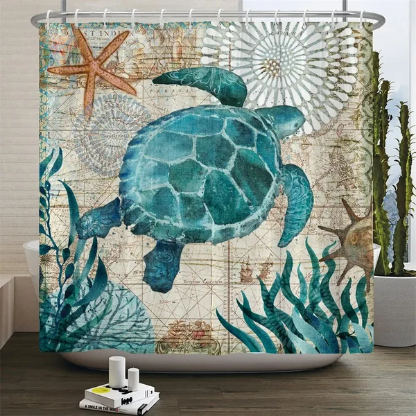 Reliable Sea Turtles Shower Curtain Reusable