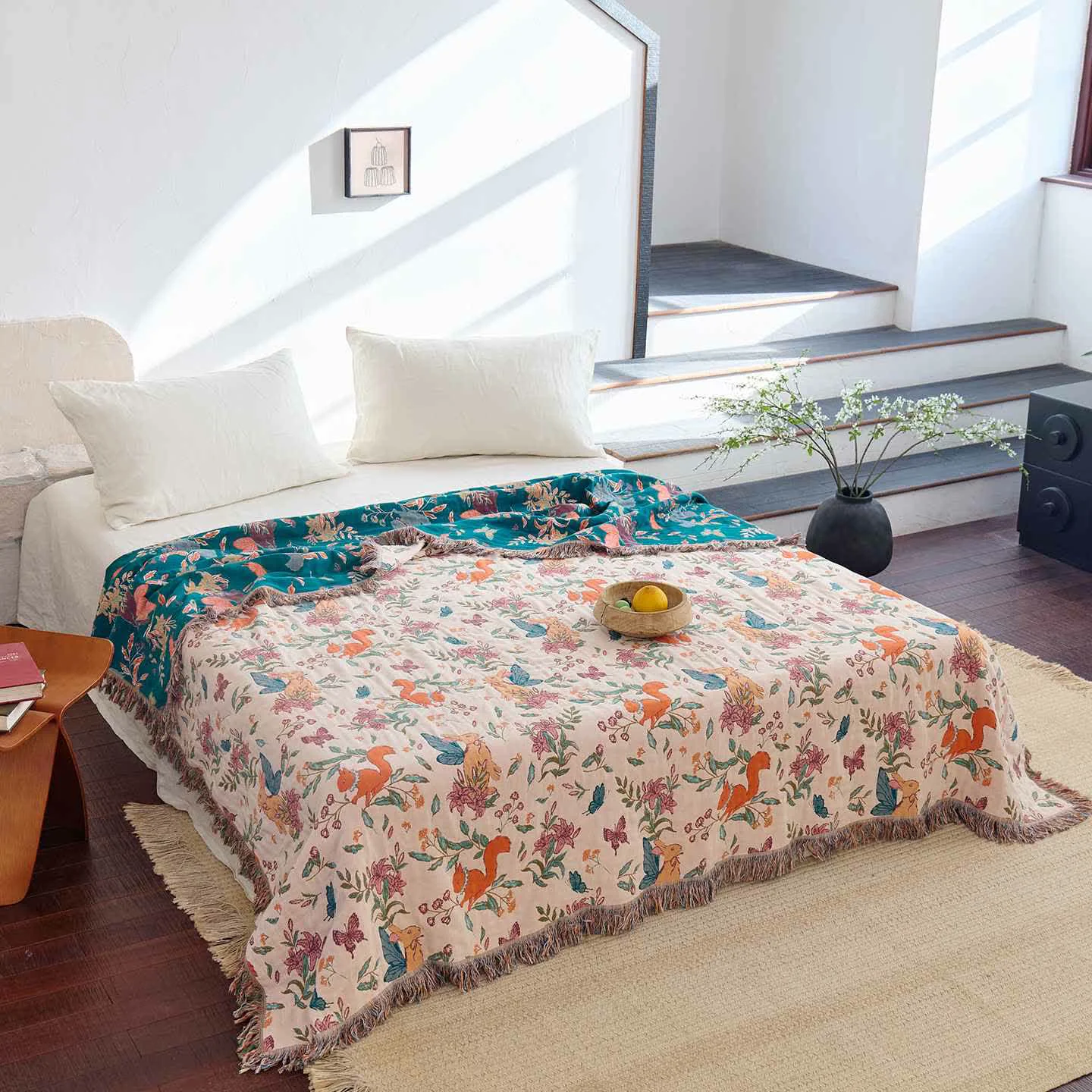 World-Class Ownkoti Squirrel Butterfly Floral Cotton Gauze Quilt Next-Generation