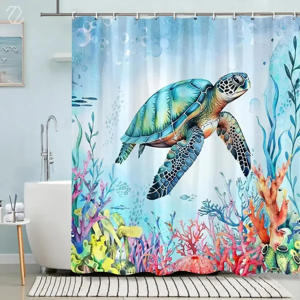 Artisan Turtle Shower Curtain Durable
