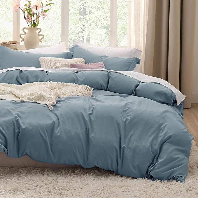 Flexible Bedsure Mineral Blue California King Duvet Cover - Prewashed Cotton-Like Polyester Extra Soft Bedding Set Includes 1 Cal King Duvet Cover 104x98 with Zipper Closure amp 2 Pillow Shams No Comforter Refined