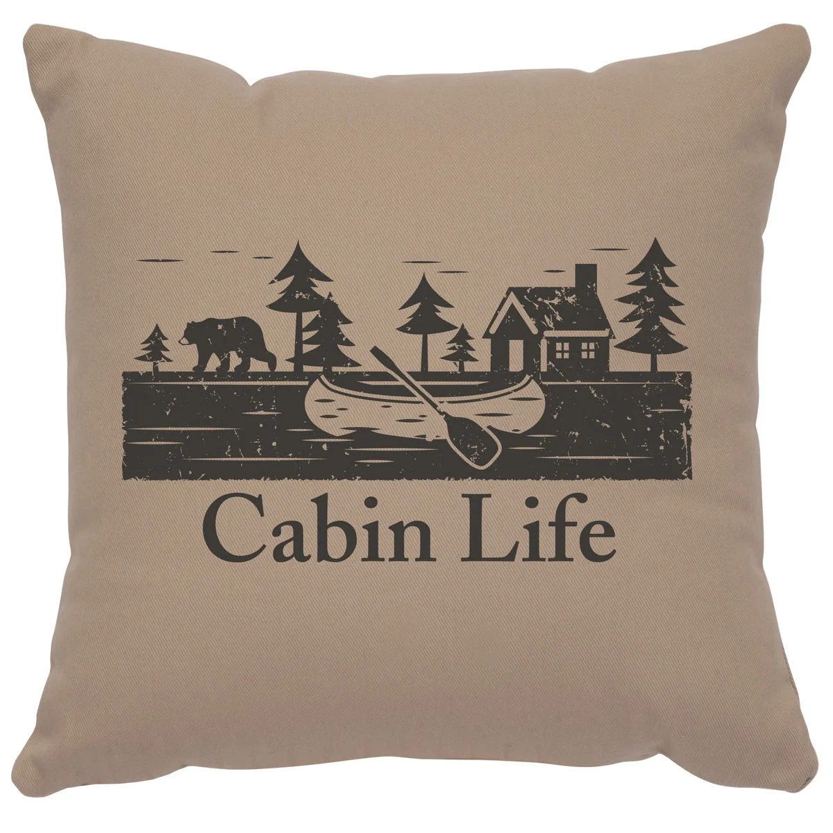 Stylish quot Cabin Life quot Image Pillow - Cotton Alabaster Refined