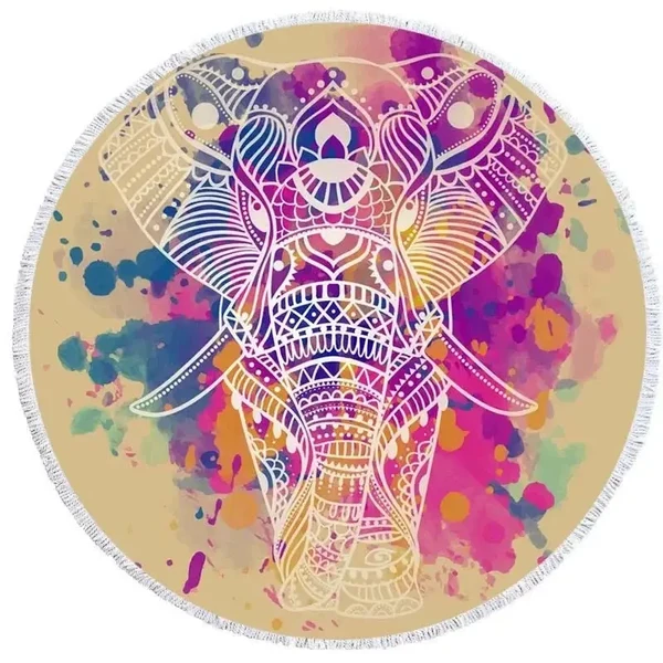 Practical Mandala Elephant Round Towel Stylish
