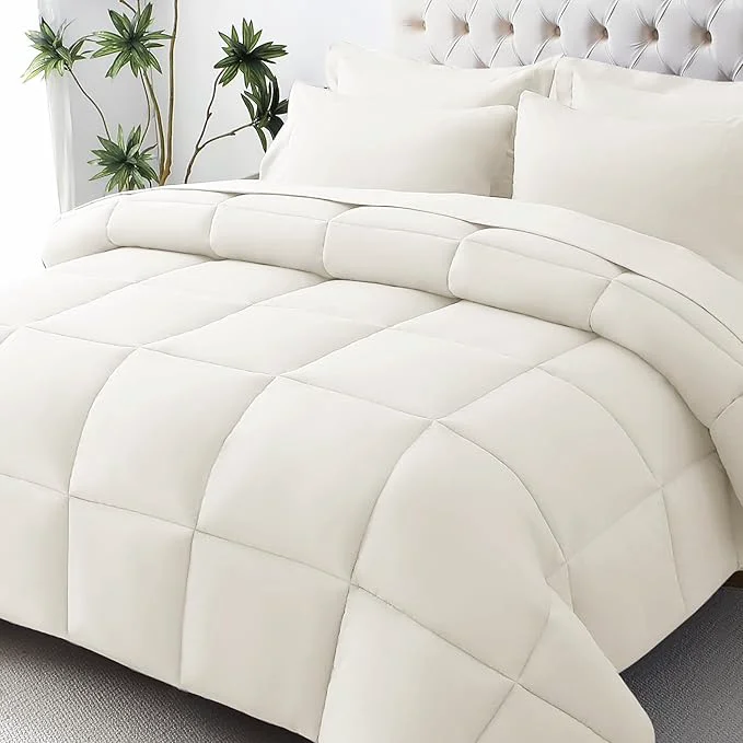 Innovative JOLLYVOGUE Twin Comforter Set Ultra-Soft Bed in a Bag Twin Size 5 Pieces Oeko-TEX Bedding Set with Down Comforter Sheets Pillowcases amp Shams Ivory Top-Quality