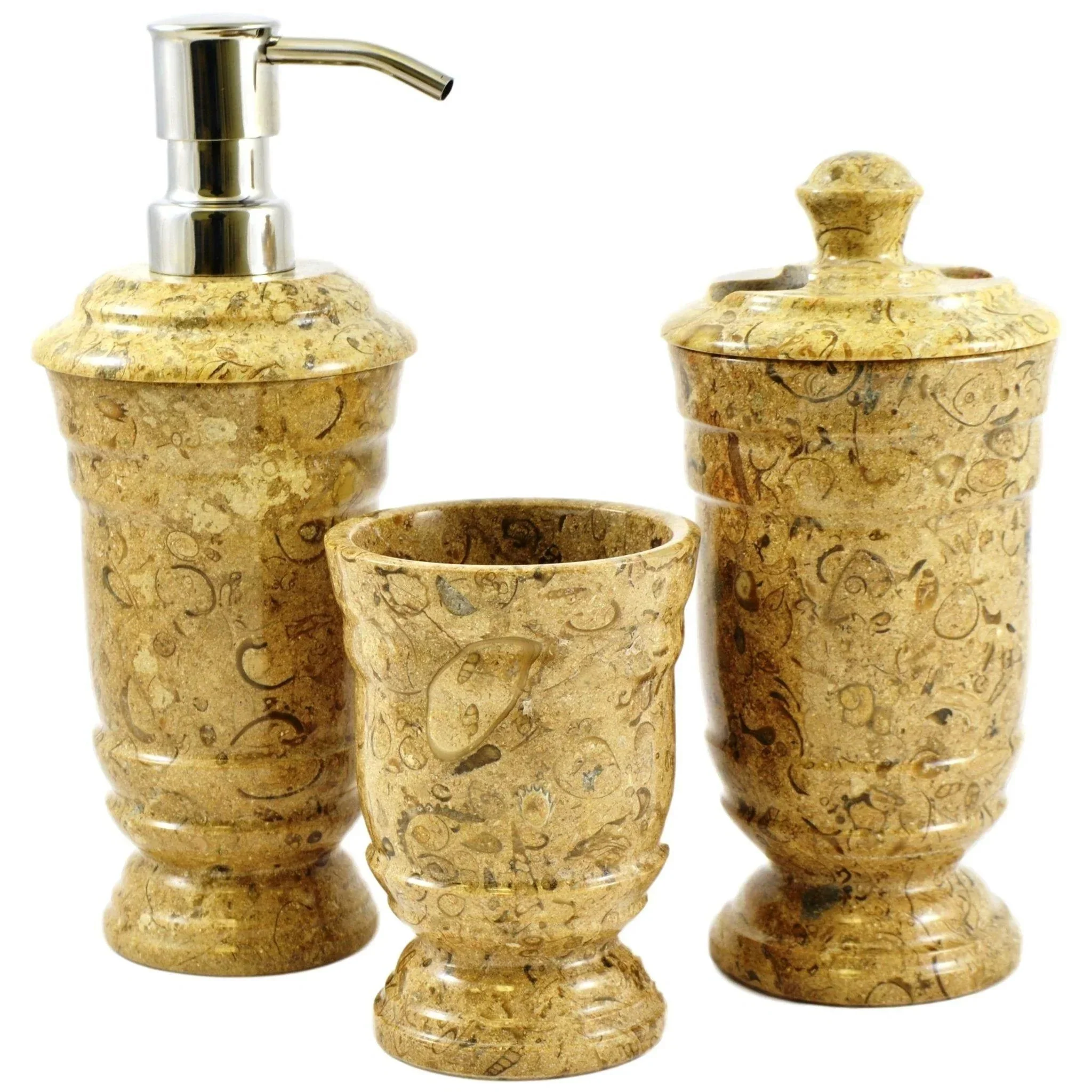 Clean Luxury Bathroom Set in Fossil Stone - 3 Piece Bathroom Set Effective